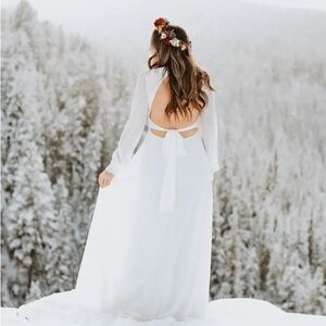 Talk About Divine White Long Sleeve Backless Maxi Dress medium